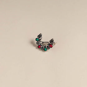 Multicolor - oxidised german silver stone work nosepin 13