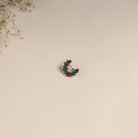 Multicolor - oxidised german silver stone work nosepin 14