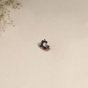 Multicolor - oxidised german silver stone work nosepin 16