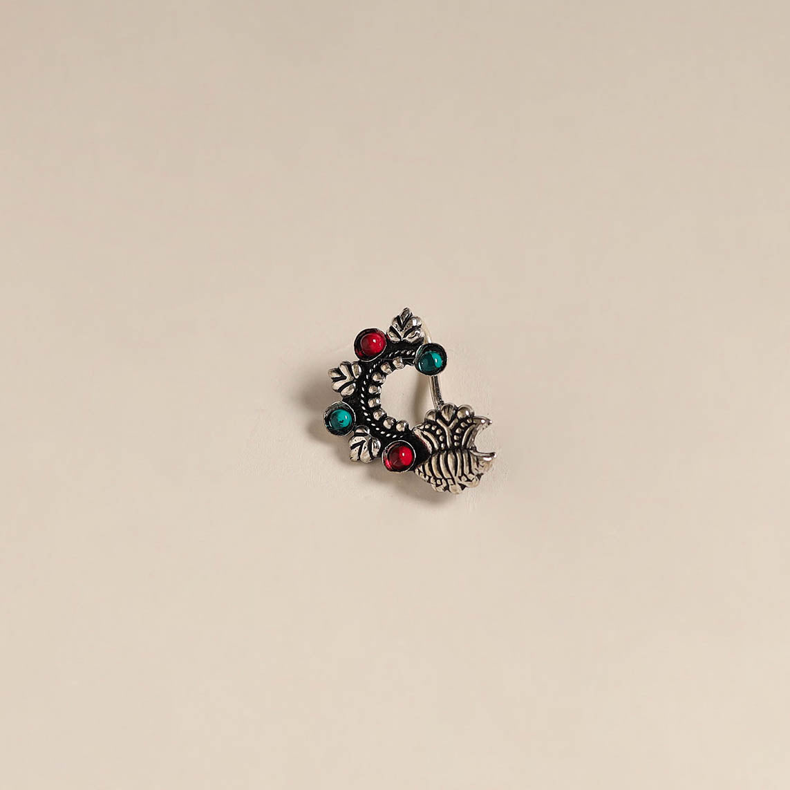 Multicolor - oxidised german silver stone work nosepin 16