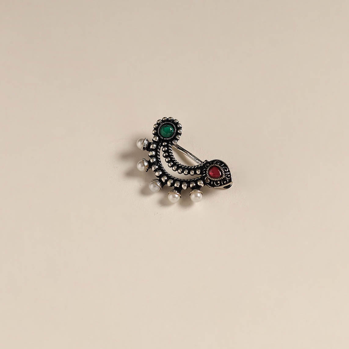 Multicolor - oxidised german silver stone work nosepin 20