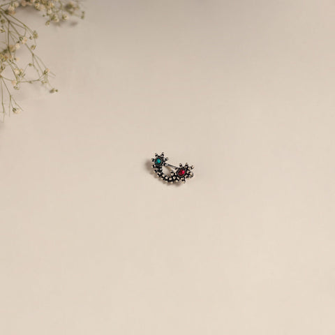 Multicolor - oxidised german silver stone work nosepin 23