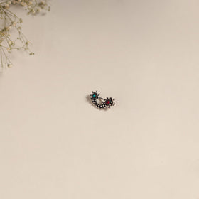 Multicolor - oxidised german silver stone work nosepin 23