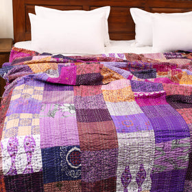 Ajrakh Patch & Tagai Mashru Silk Double Bed Cover / Quilt