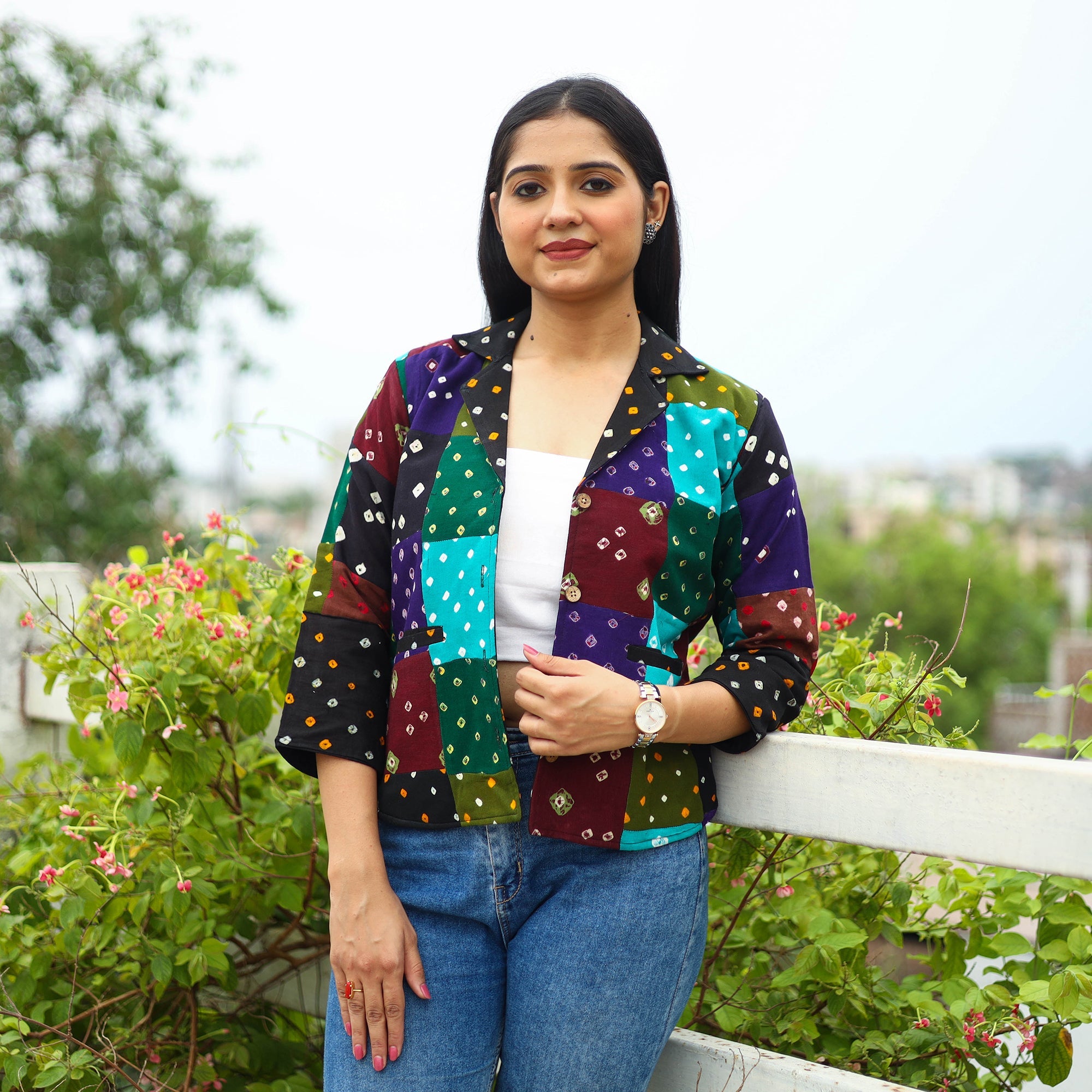 Buy Multicolor Patchwork Bandhani Women's Jacket