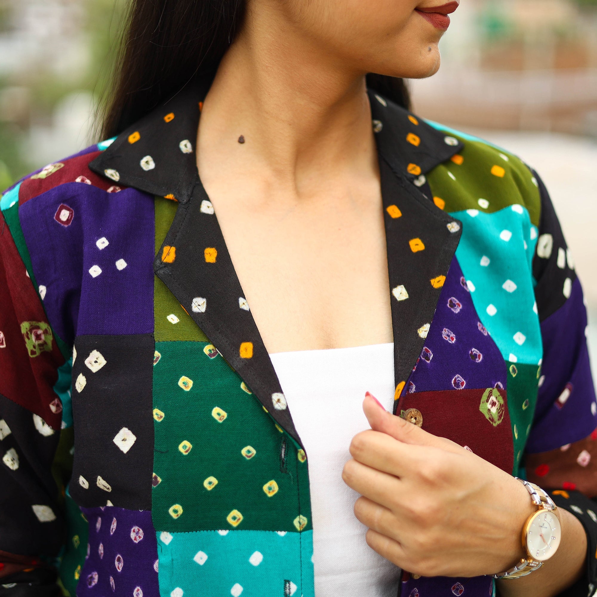 Buy Multicolor Patchwork Bandhani Women's Jacket