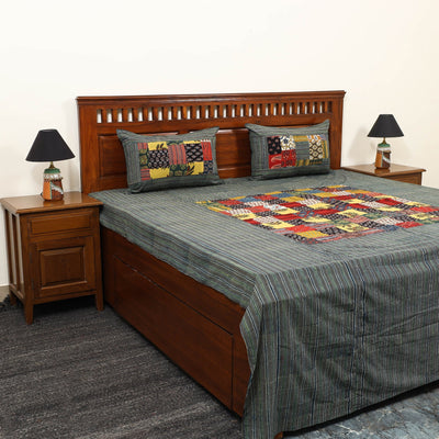 Multicolor - patchwork cotton double bed sheet set 01