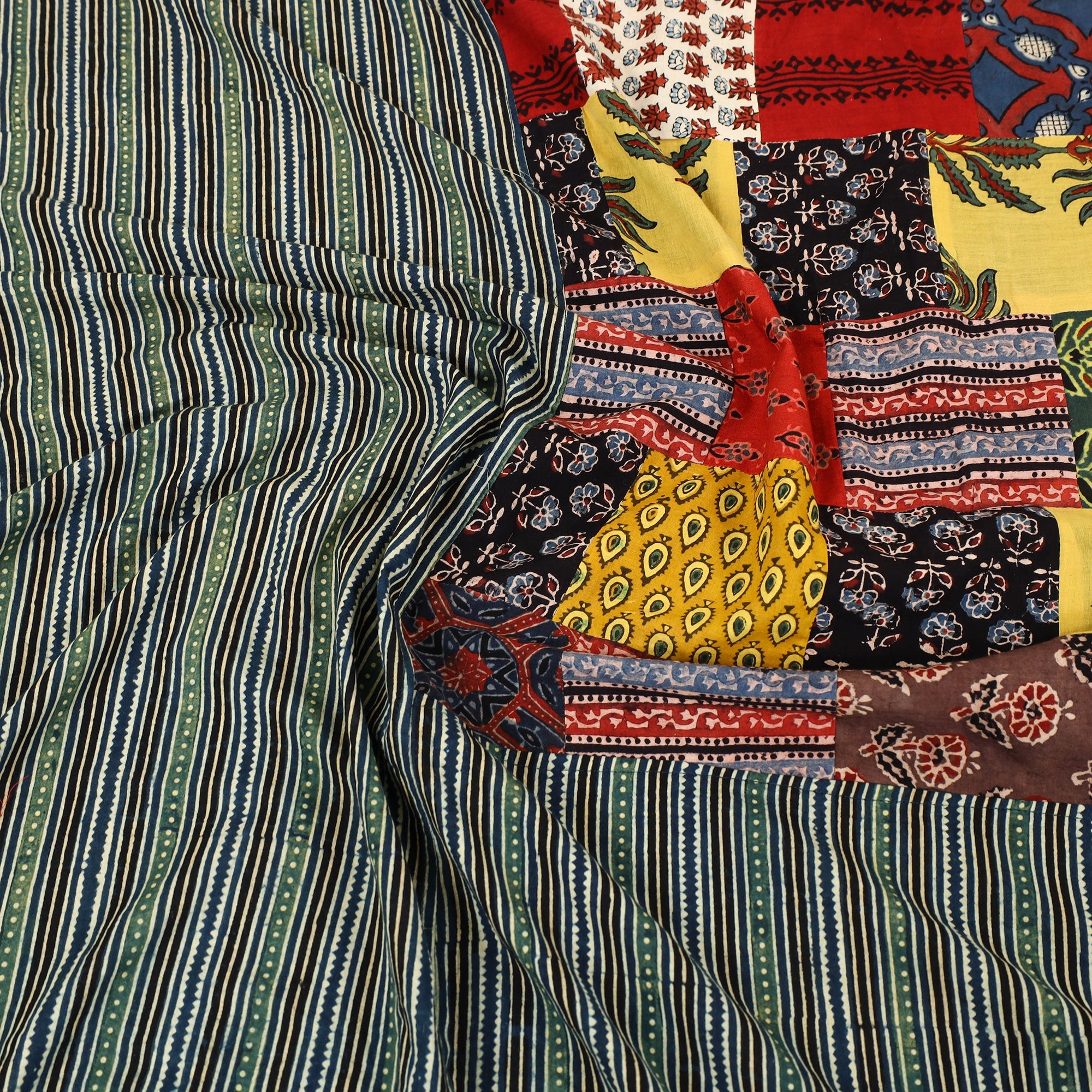 Multicolor - patchwork cotton double bed sheet set 01