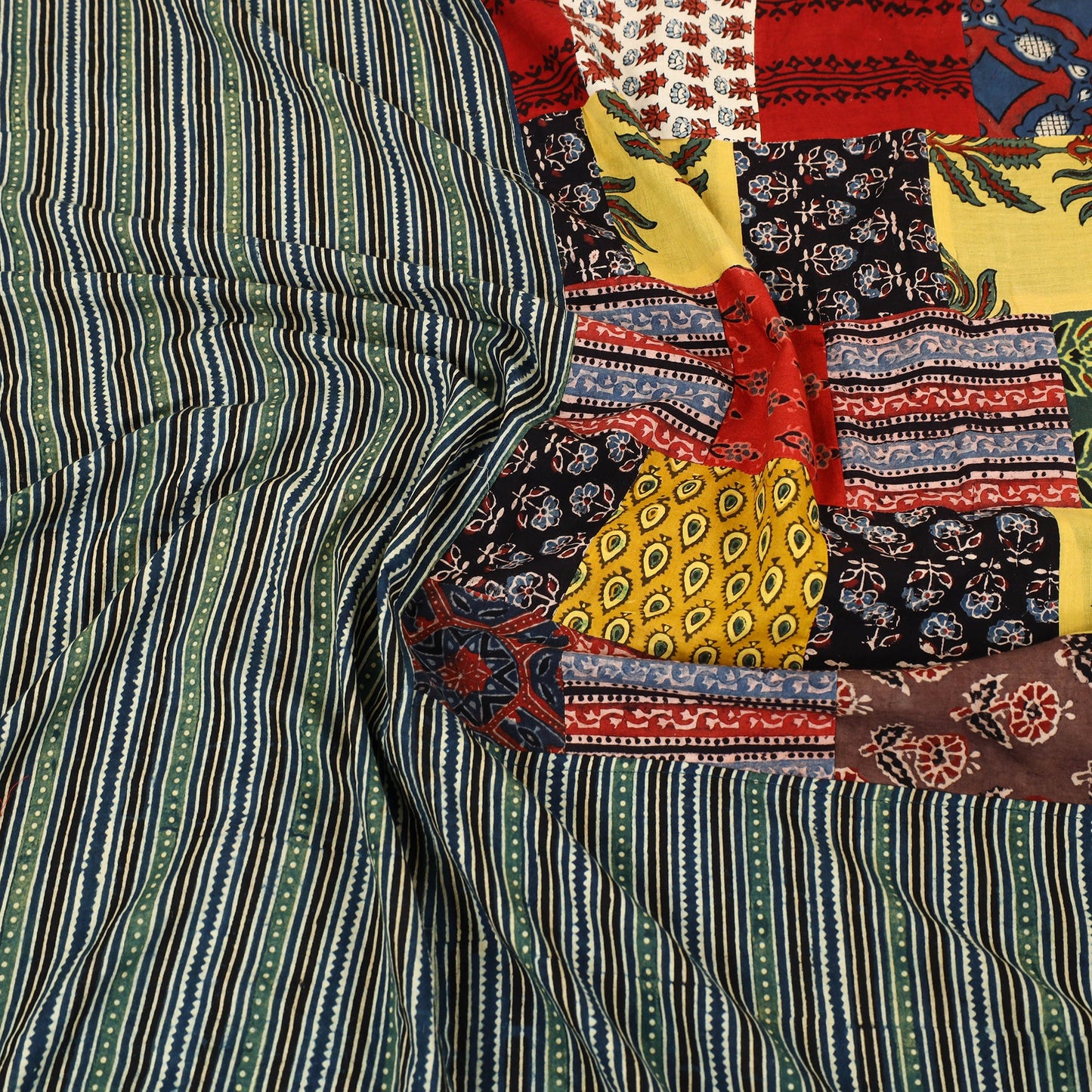 Multicolor - patchwork cotton double bed sheet set 01