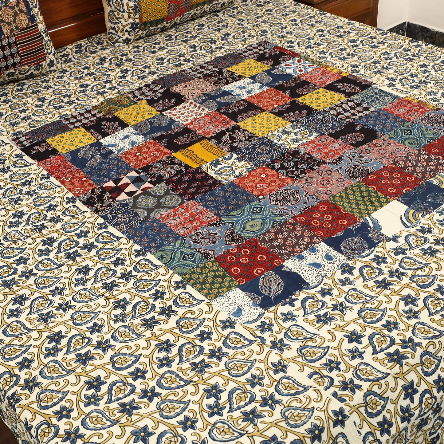 Multicolor - patchwork cotton double bed sheet set 05