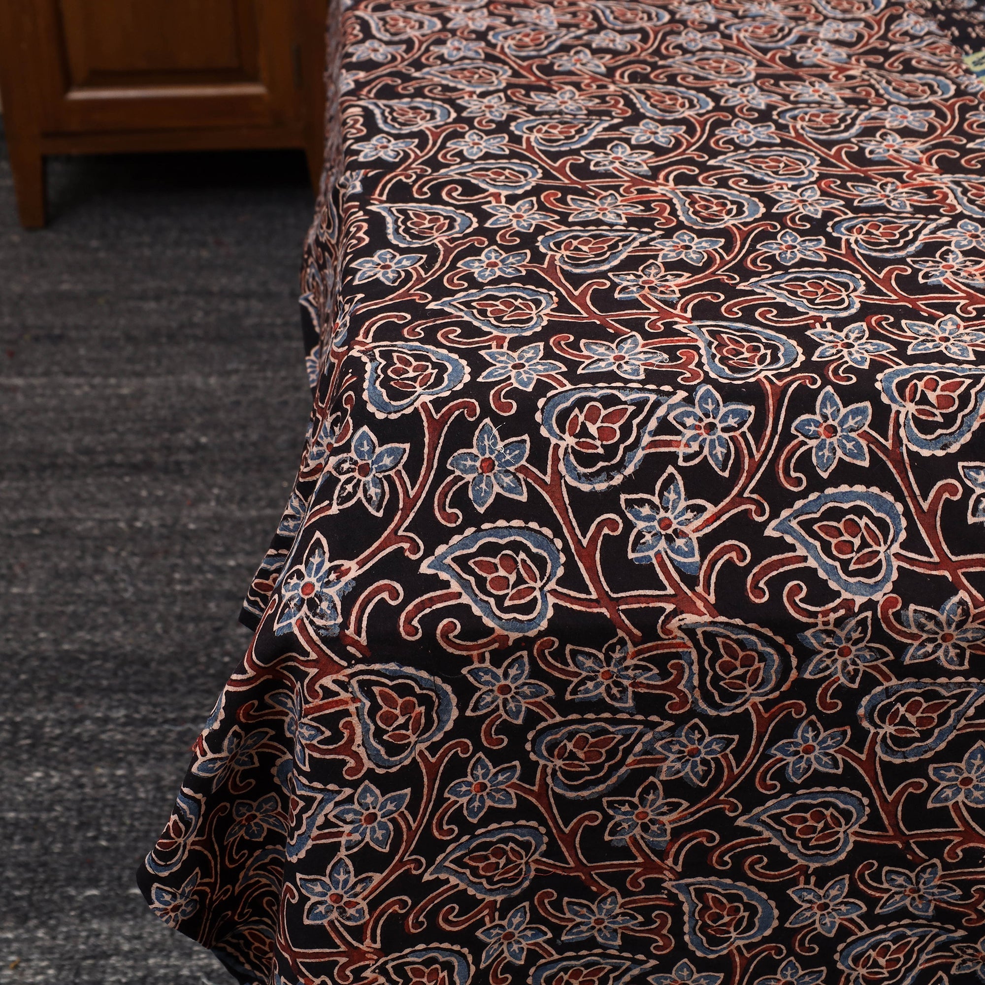 Black - Patchwork Block Print Ajrakh Cotton Double Bed Sheet Set 14