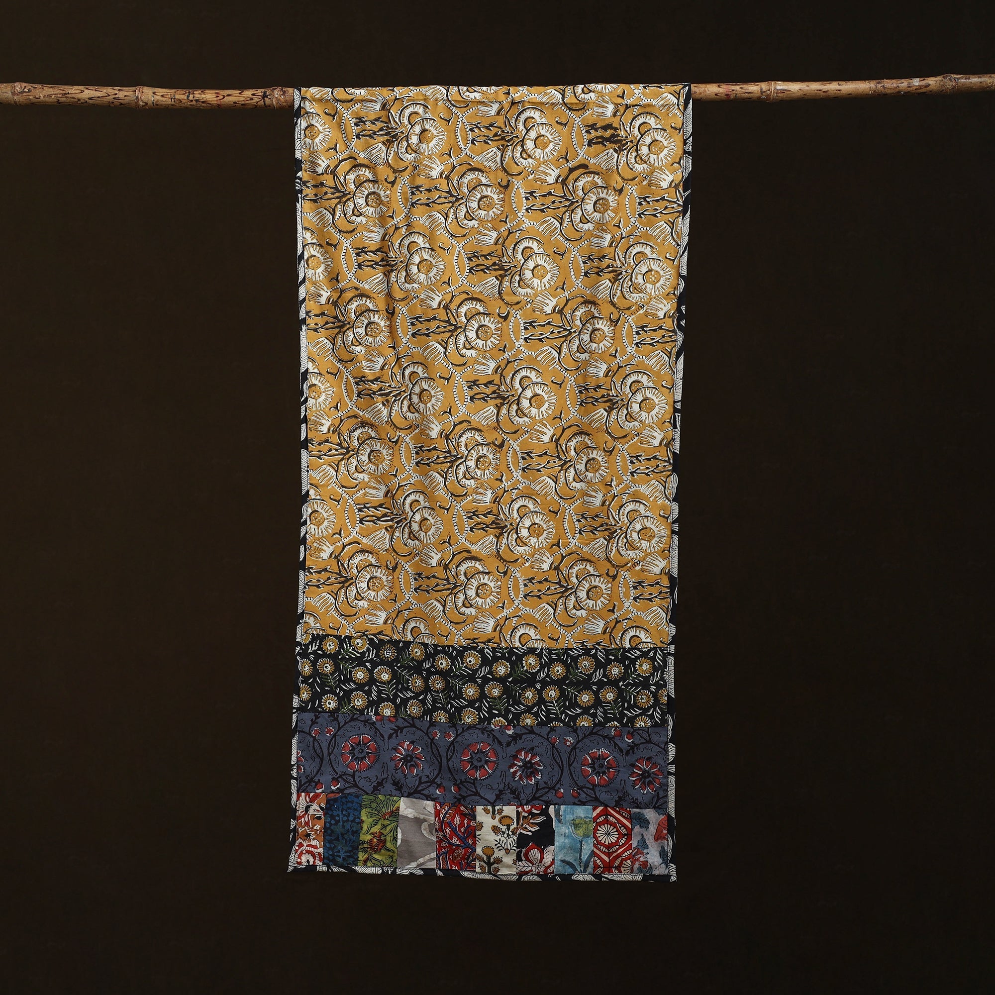 Patchwork cotton hand bagru stole 07 - handcrafted