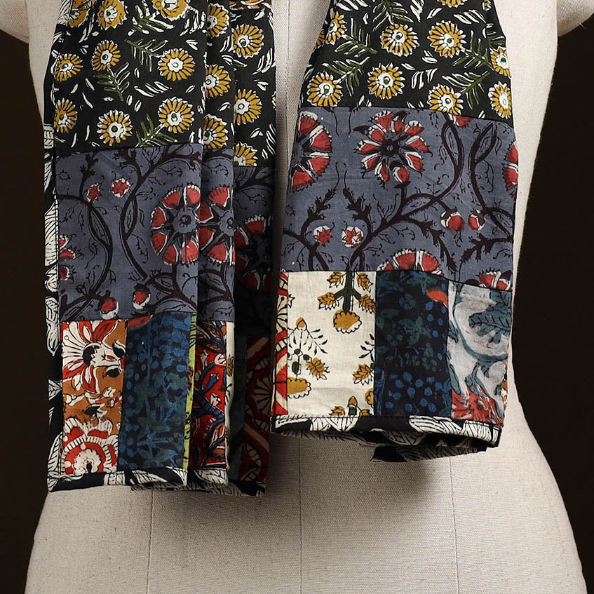 Patchwork cotton hand bagru stole 07 - handcrafted