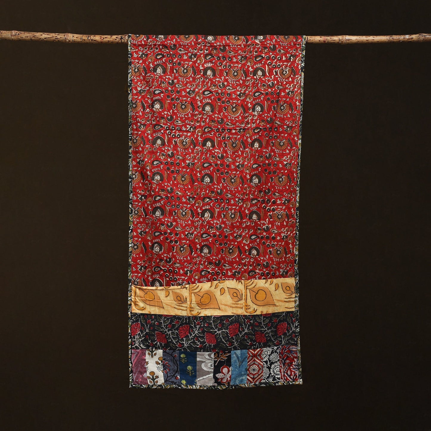 Patchwork cotton hand bagru stole 10 - handcrafted