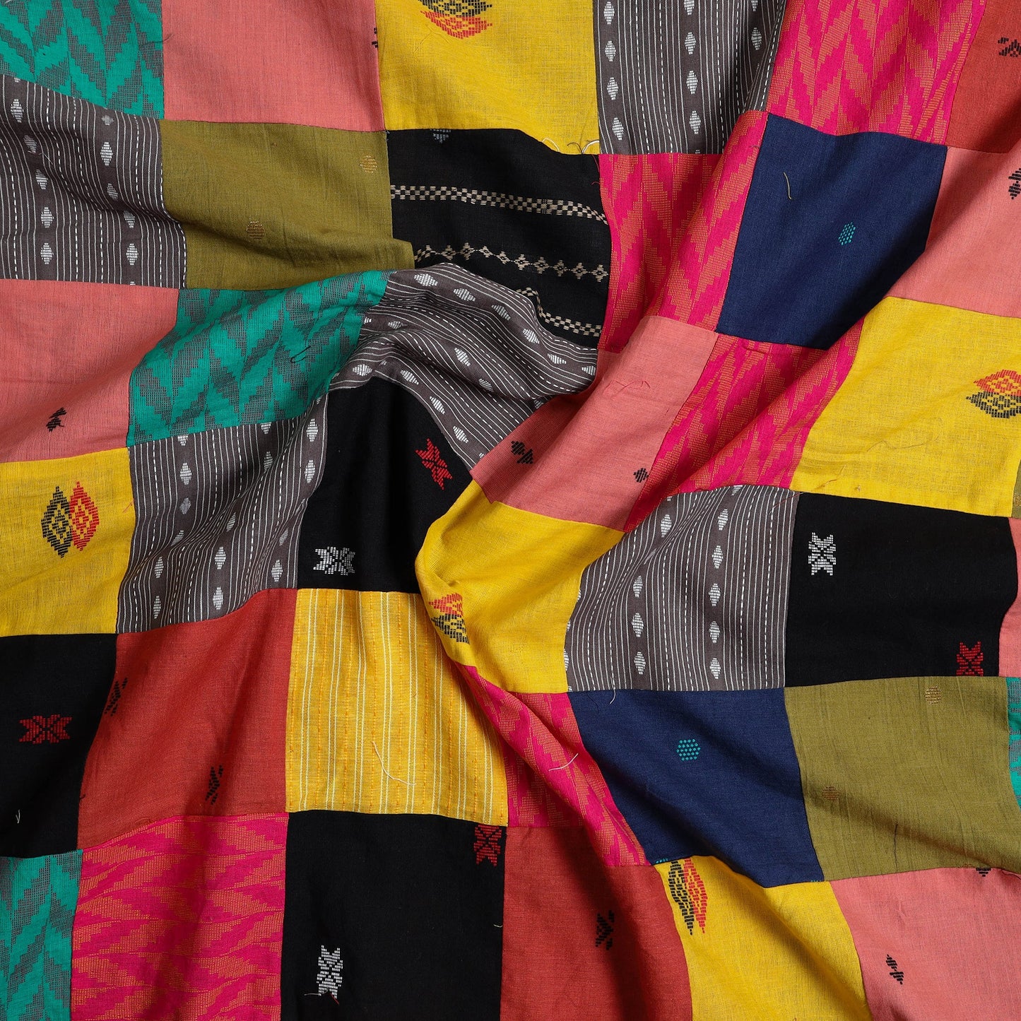 Multicolor - patchwork cotton jacquard unstitched kurta