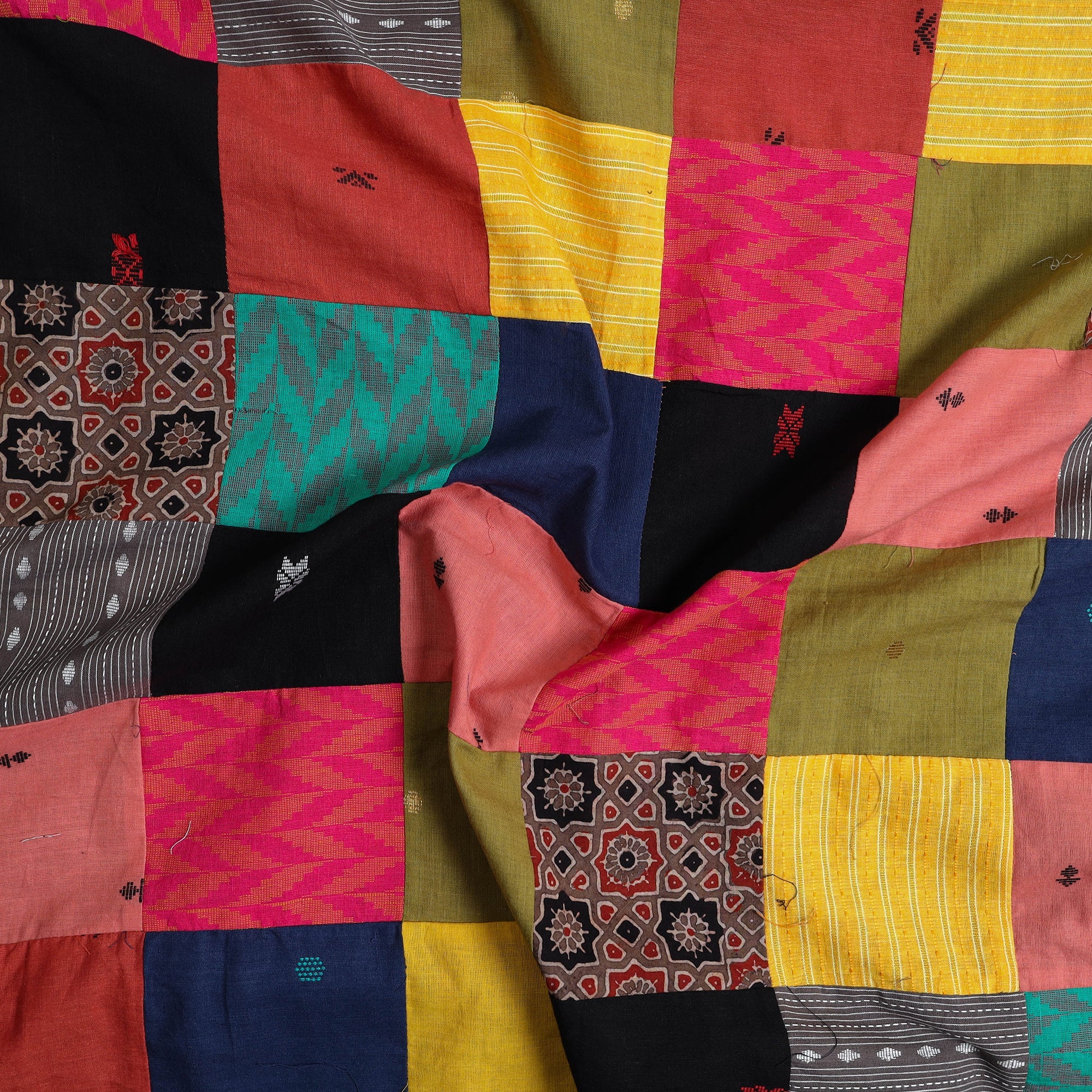 Buy Multicolor Patchwork Cotton Jacquard Kurta Material