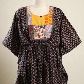 Buy Multicolor Ajrakh Block Print Patchwork Cotton Kaftan