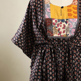 Buy Multicolor Ajrakh Block Print Patchwork Cotton Kaftan