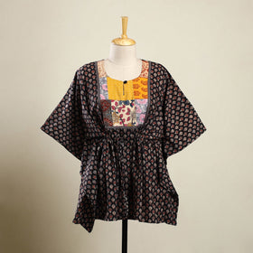 Buy Multicolor Ajrakh Block Print Patchwork Cotton Kaftan