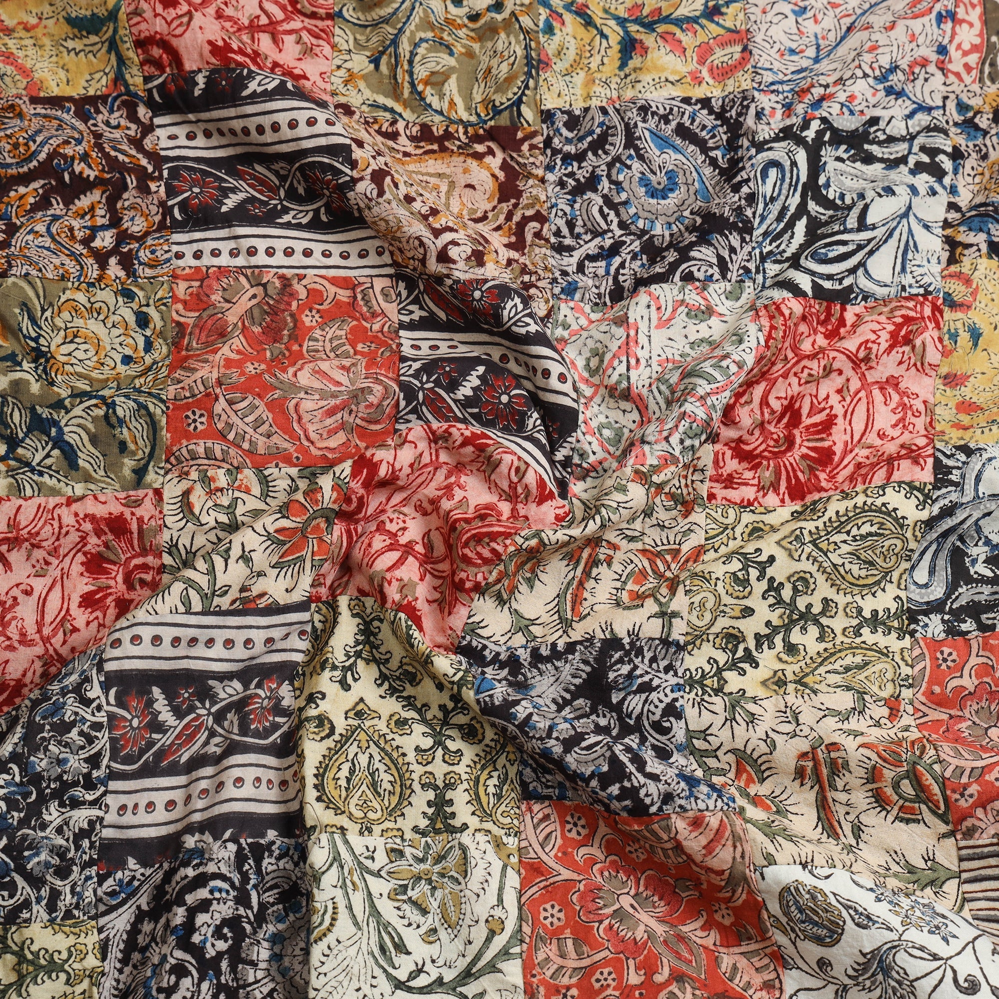 Multicolor - patchwork cotton kalamkari unstitched kurta