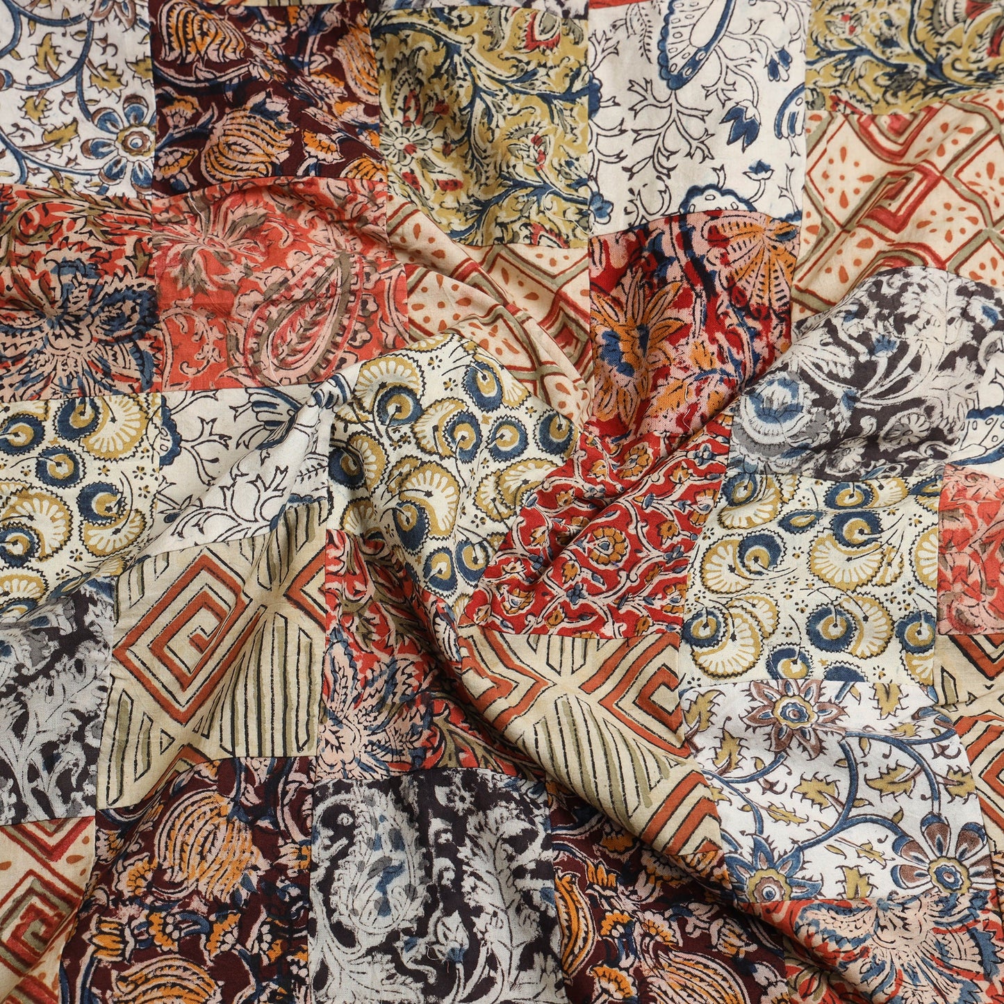 Multicolor - patchwork cotton kalamkari unstitched kurta