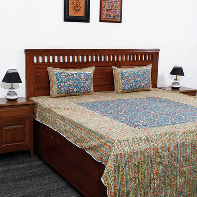Buy Block Print Patchwork Cotton Sanganeri Bed Sheet