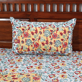 Multicolor Block Print Patchwork Cotton Sanganeri Bed Sheet