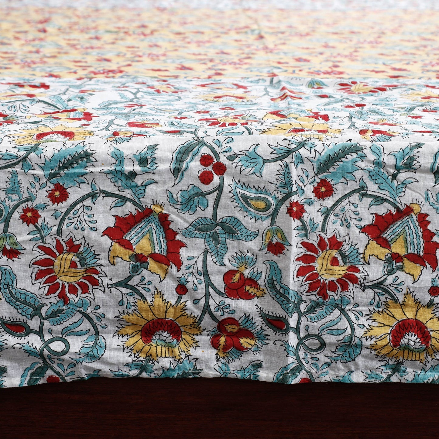 Multicolor Block Print Patchwork Cotton Sanganeri Bed Sheet