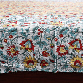Multicolor Block Print Patchwork Cotton Sanganeri Bed Sheet