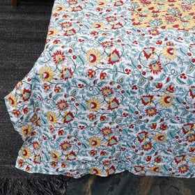 Multicolor Block Print Patchwork Cotton Sanganeri Bed Sheet