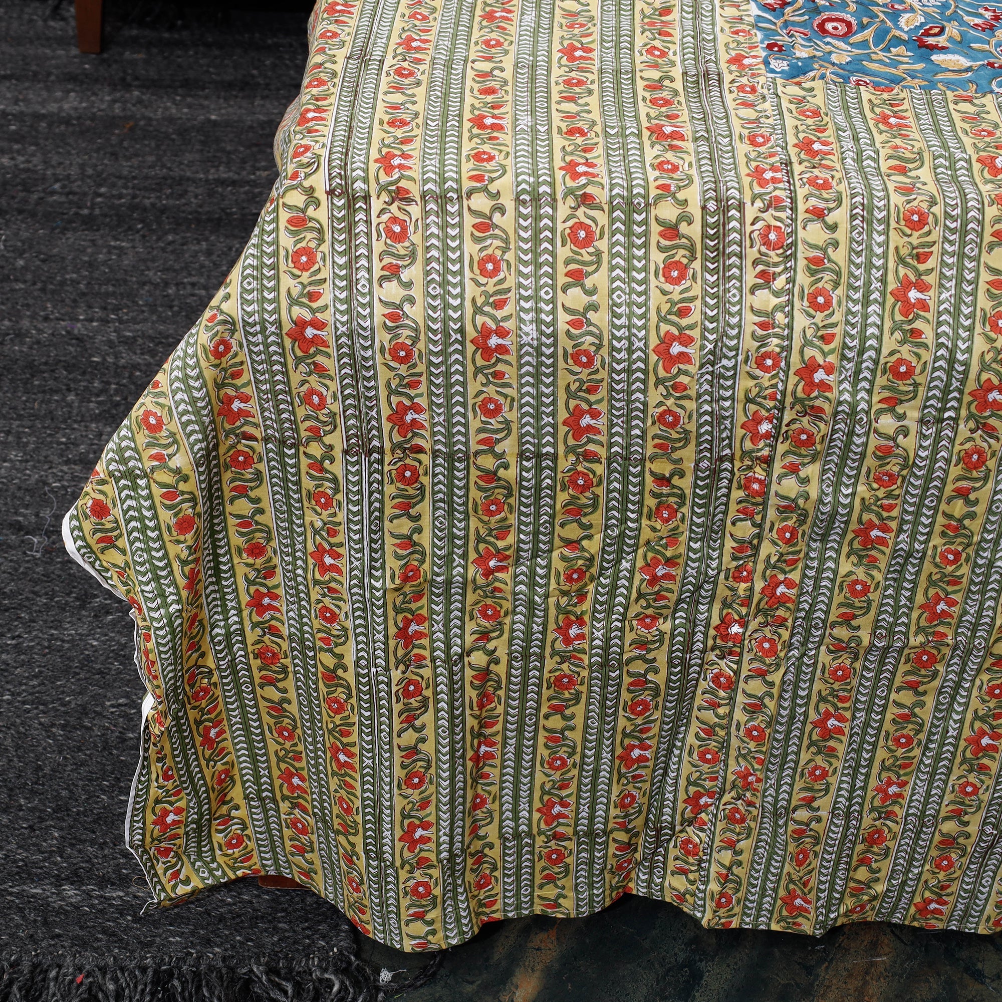 Buy Block Print Patchwork Cotton Sanganeri Bed Sheet