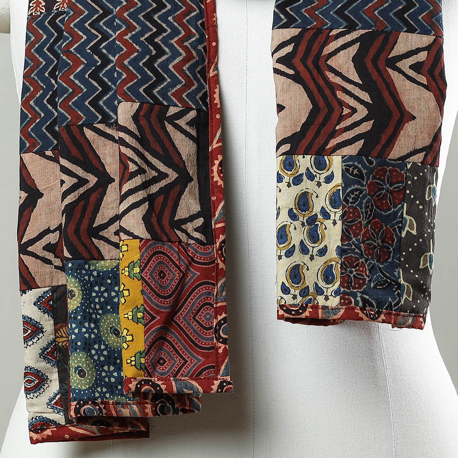 Buy Patchwork Cotton Stole in Ajrakh Block Prints 53 Online at iTokri.com