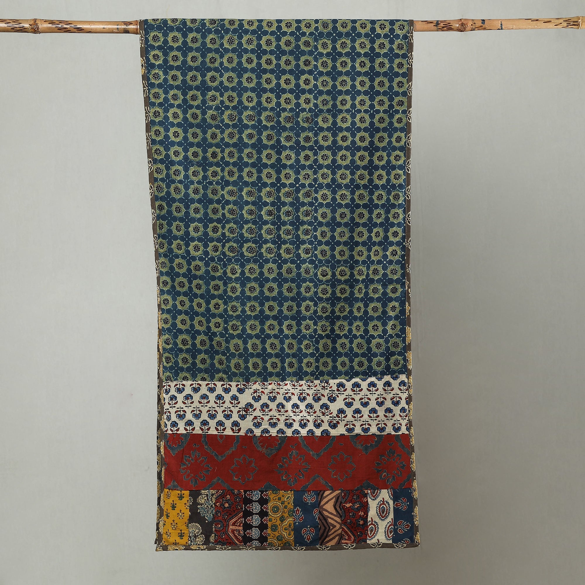  Patchwork Cotton Stole in Ajrakh Block Prints 08 Online at iTokri.com