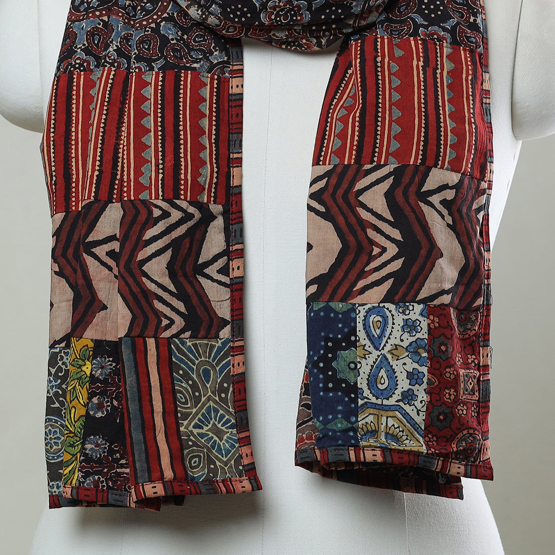 Multicolor - patchwork cotton stole in prints 08