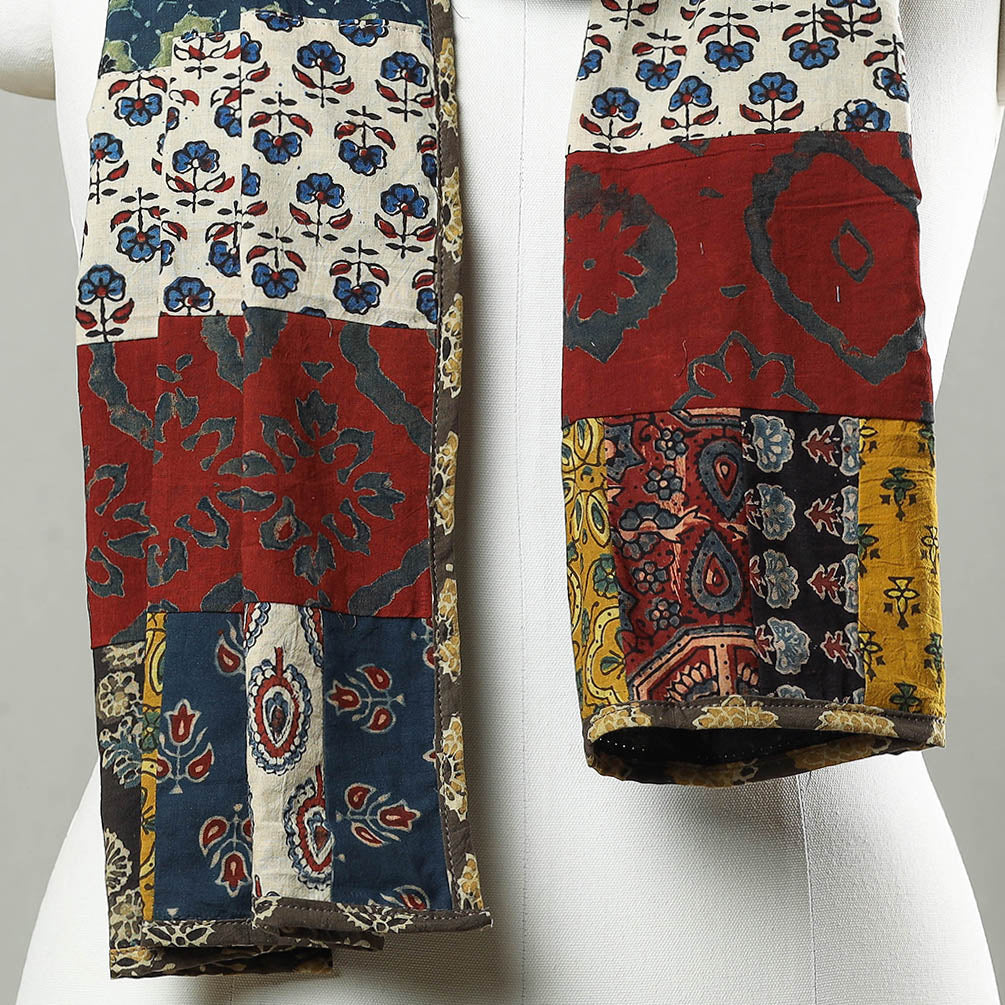  Patchwork Cotton Stole in Ajrakh Block Prints 08 Online at iTokri.com