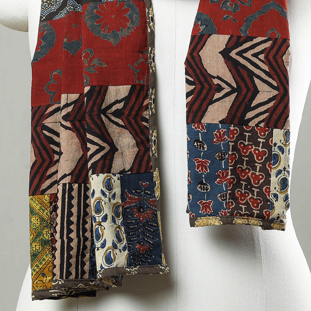 Multicolor - patchwork cotton stole in prints 10