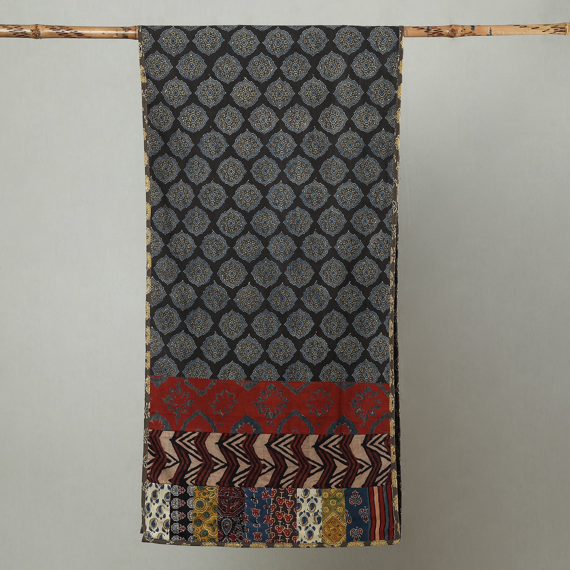 Multicolor - patchwork cotton stole in prints 10