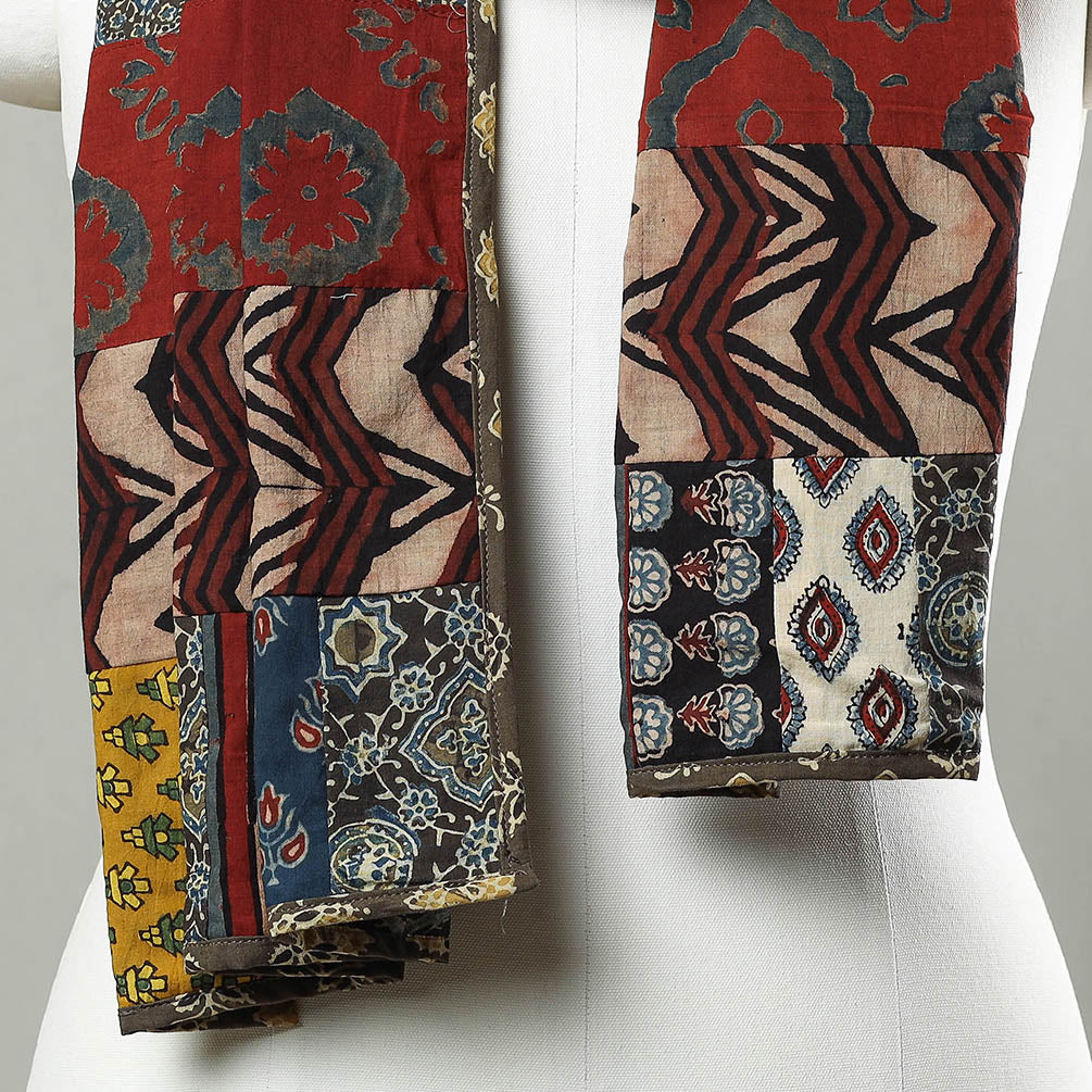  Patchwork Cotton Stole in Ajrakh Block Prints 11 Online at iTokri.com