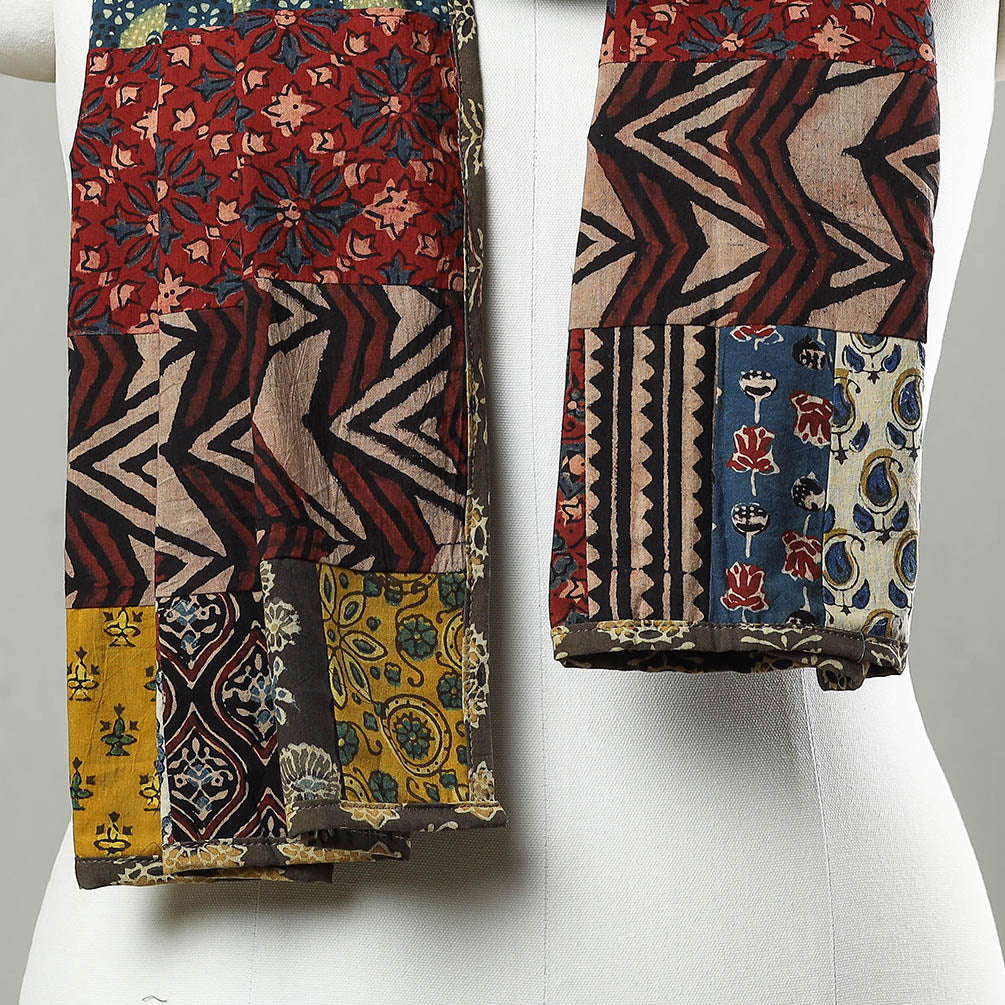 Multicolor - patchwork cotton stole in prints 12