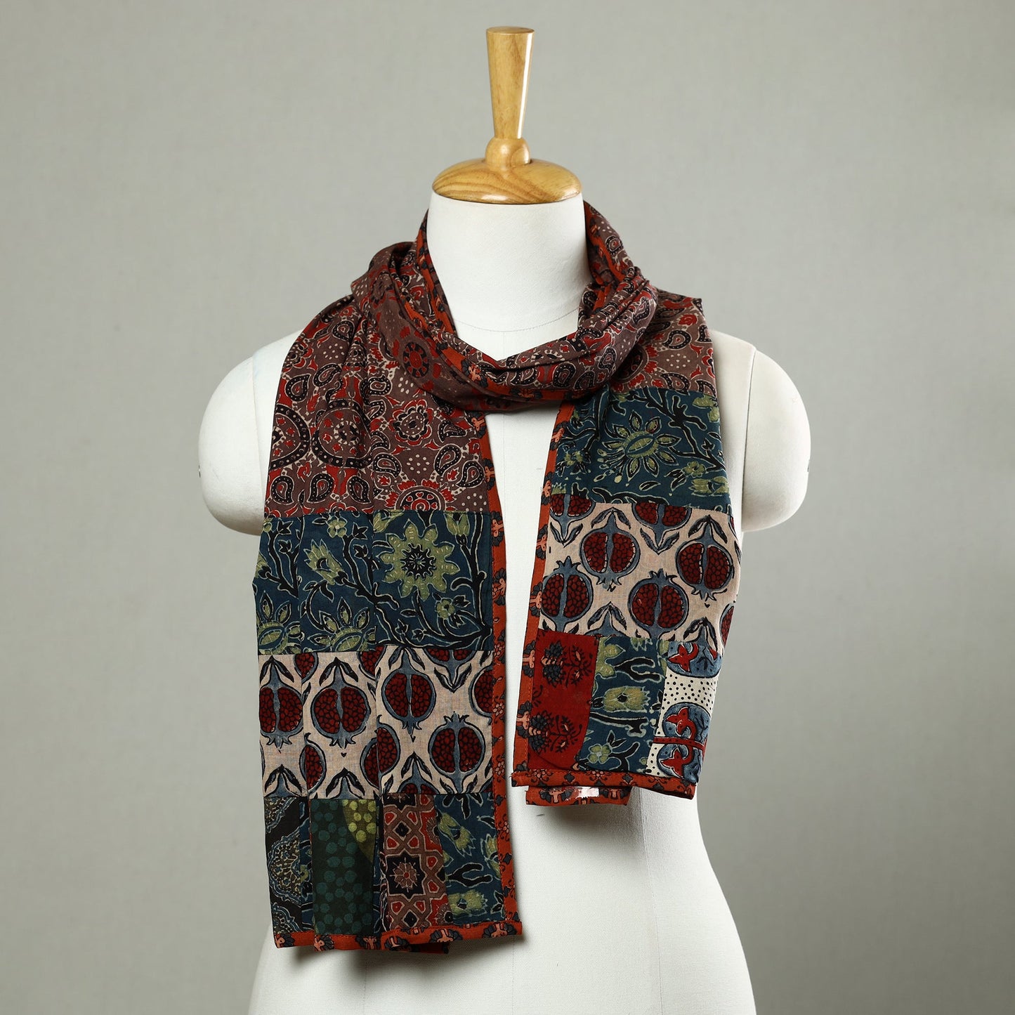 Multicolor - patchwork cotton stole in prints 14