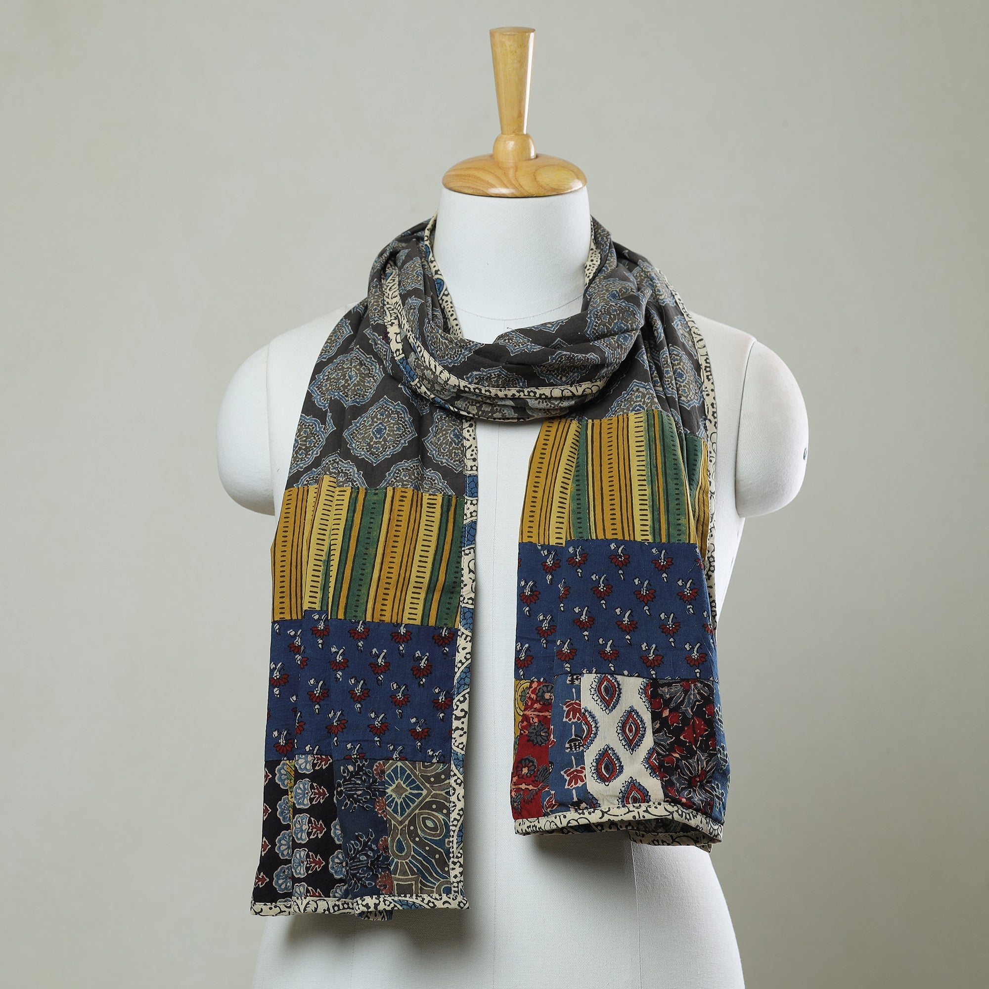 Multicolor - patchwork cotton stole in prints 15