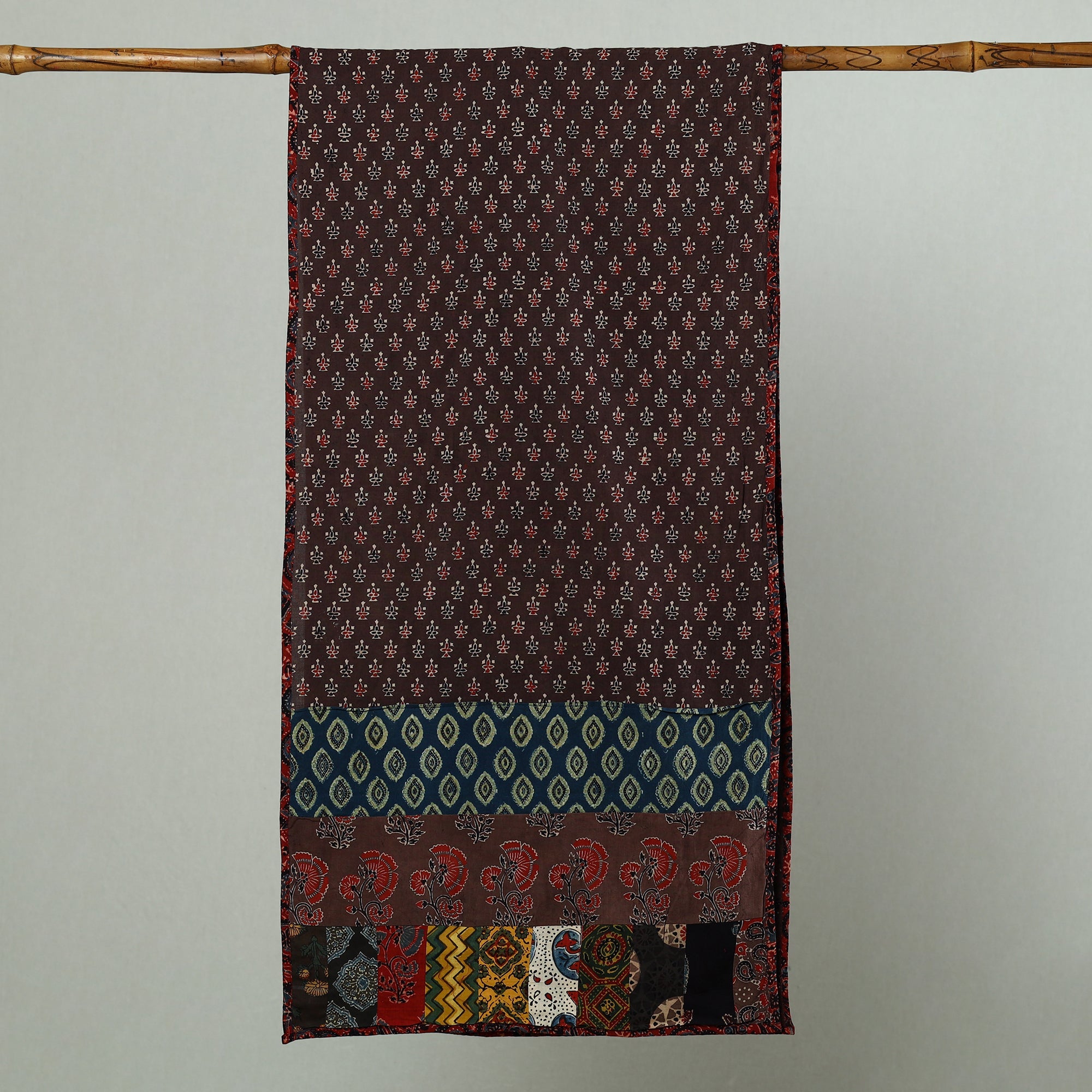  Patchwork Cotton Stole in Ajrakh Block Prints 20 Online at iTokri.com