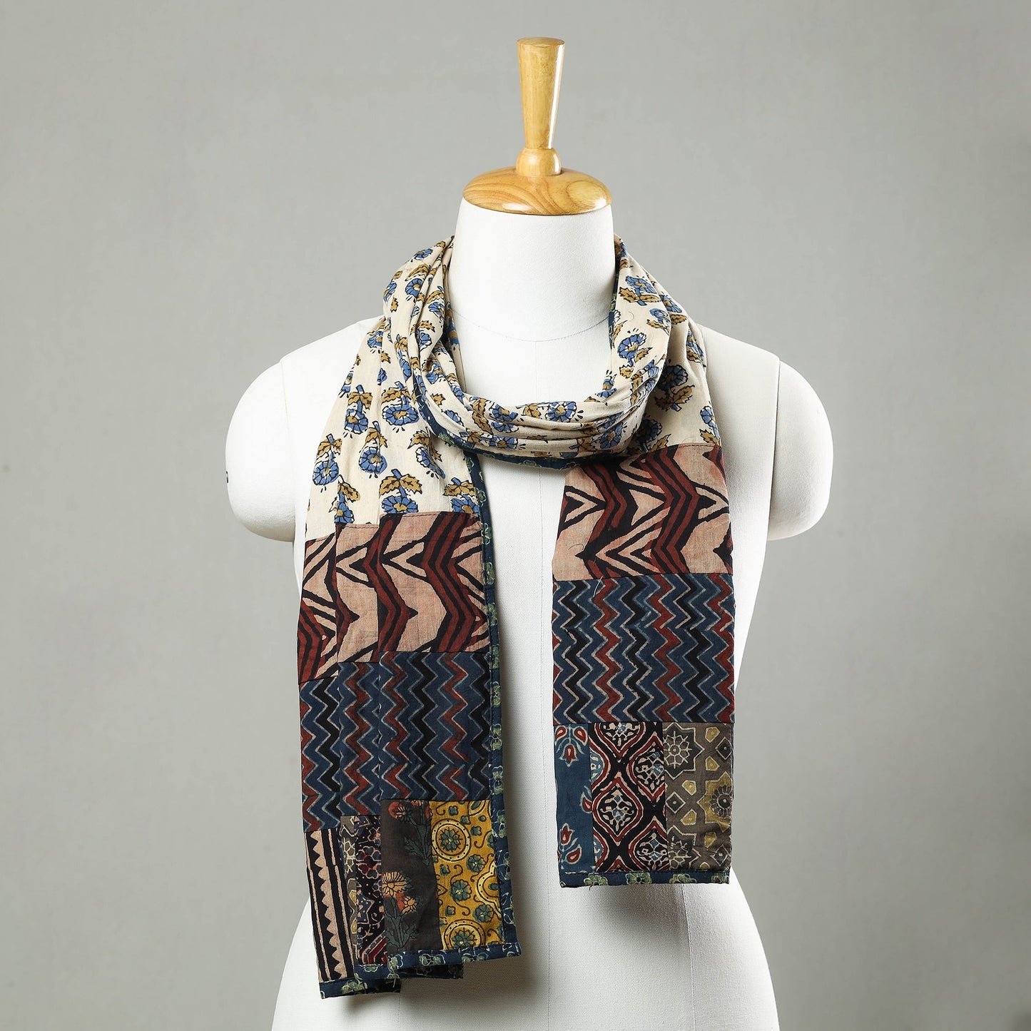  Patchwork Cotton Stole in Ajrakh Block Prints 21 Online at iTokri.com