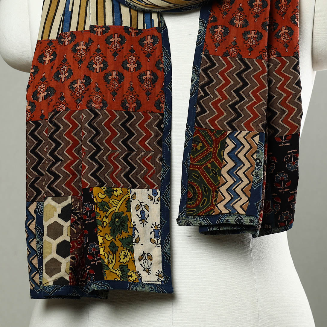 Multicolor - patchwork cotton stole in prints 30