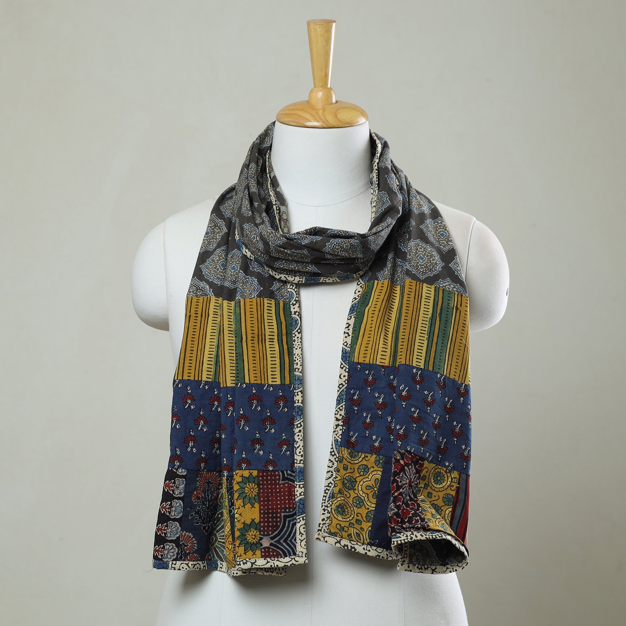Multicolor - patchwork cotton stole in prints 35