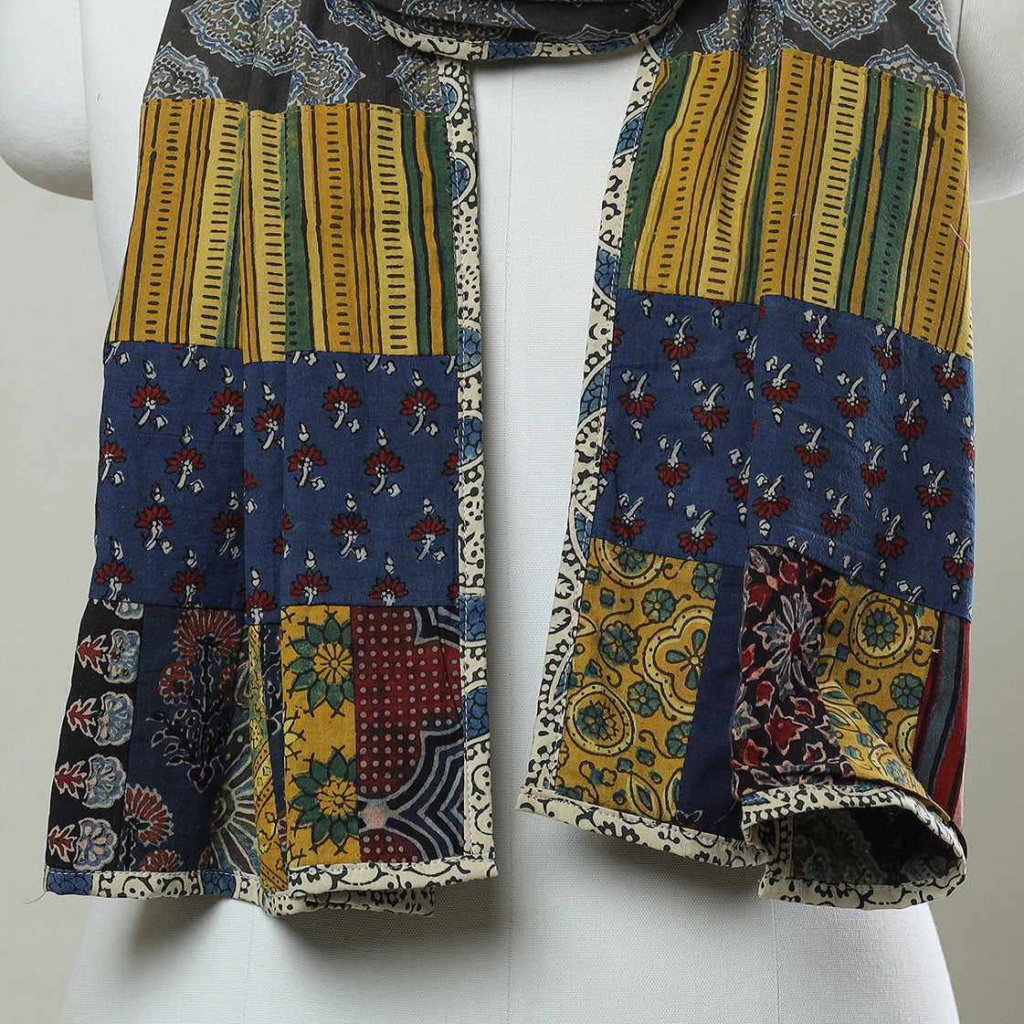Multicolor - patchwork cotton stole in prints 35