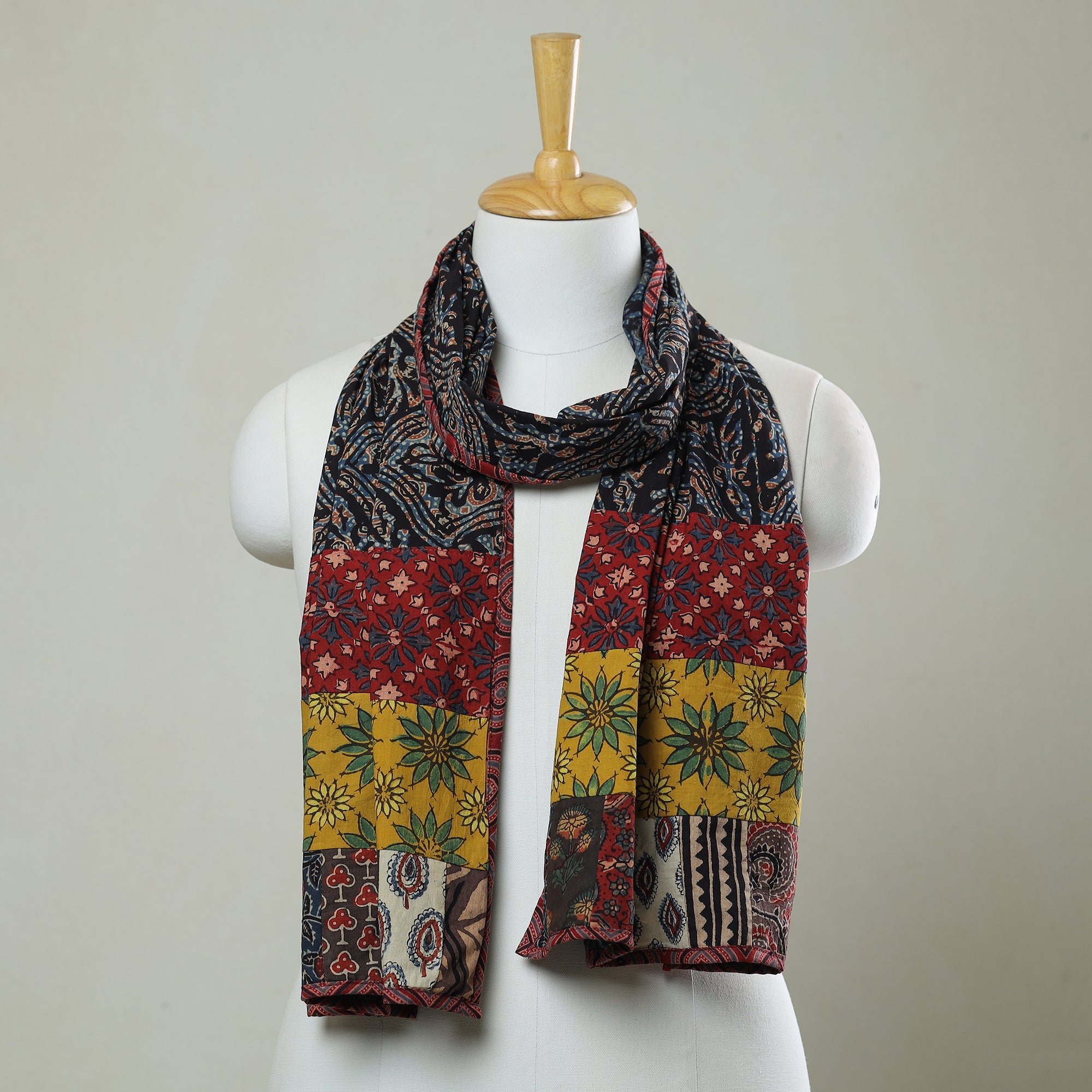   Patchwork Cotton Stole in Ajrakh Block Prints 49 