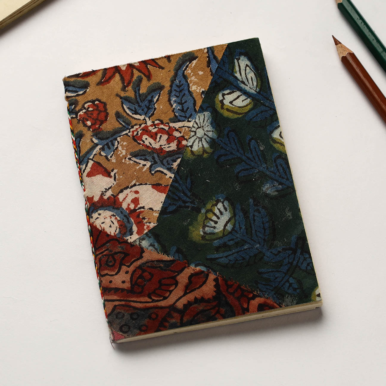 Multicolor - patchwork fabric cover handmade paper notebook