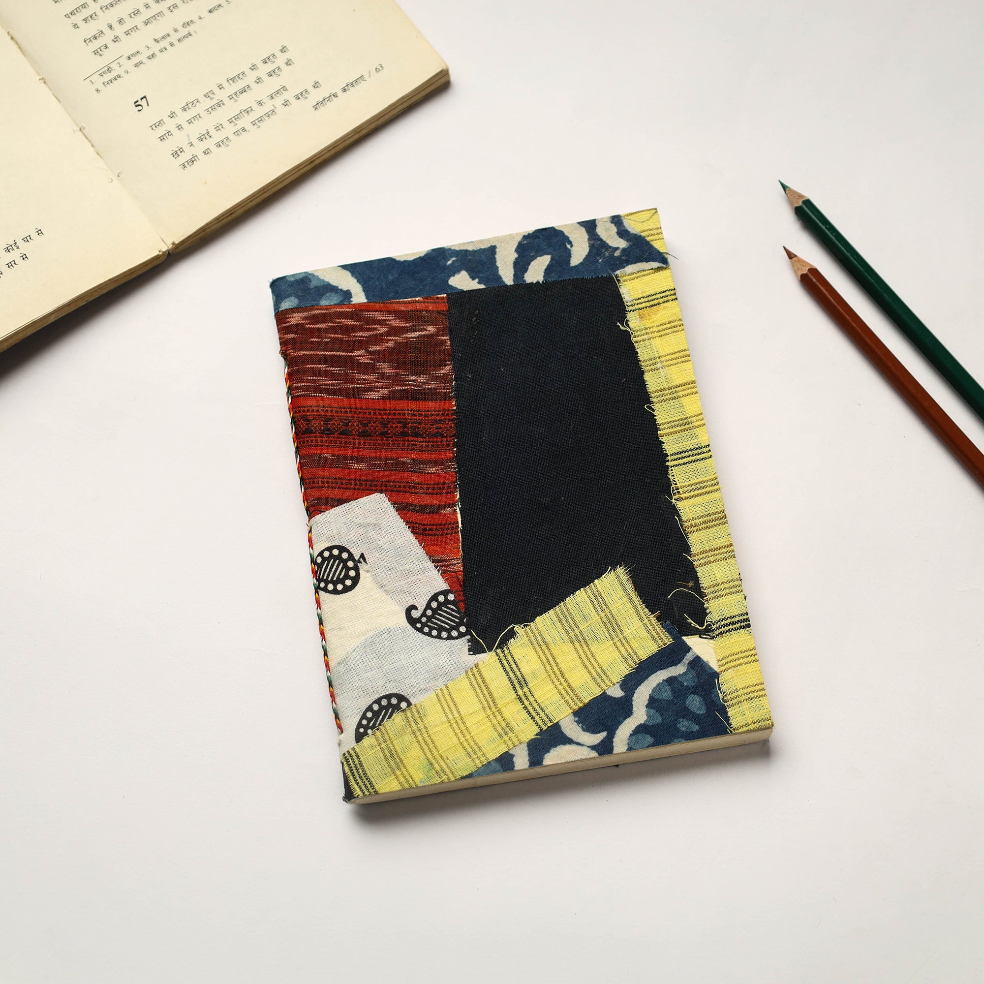 Patchwork Notebook Multicolor Patchwork Fabric Cover Handmade Paper Notebook