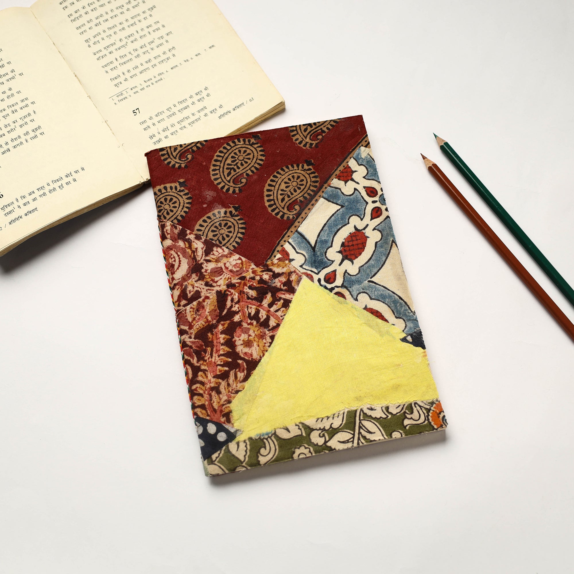 Multicolor Patchwork Fabric Cover Handmade Paper Notebook
